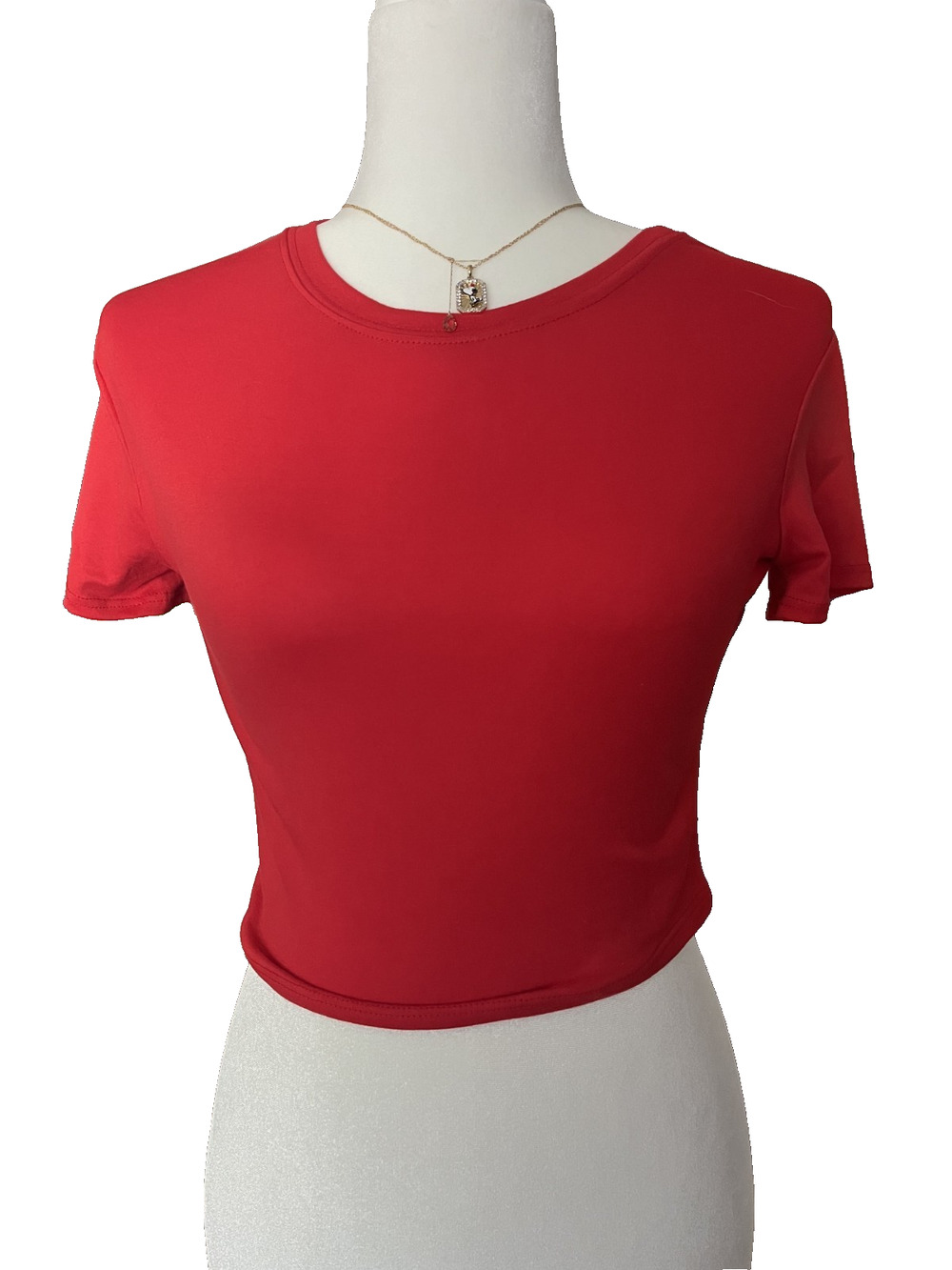 Women's Shelor Fashion SIze Medium New with Tags Made in USA Cropped Red T Shirt